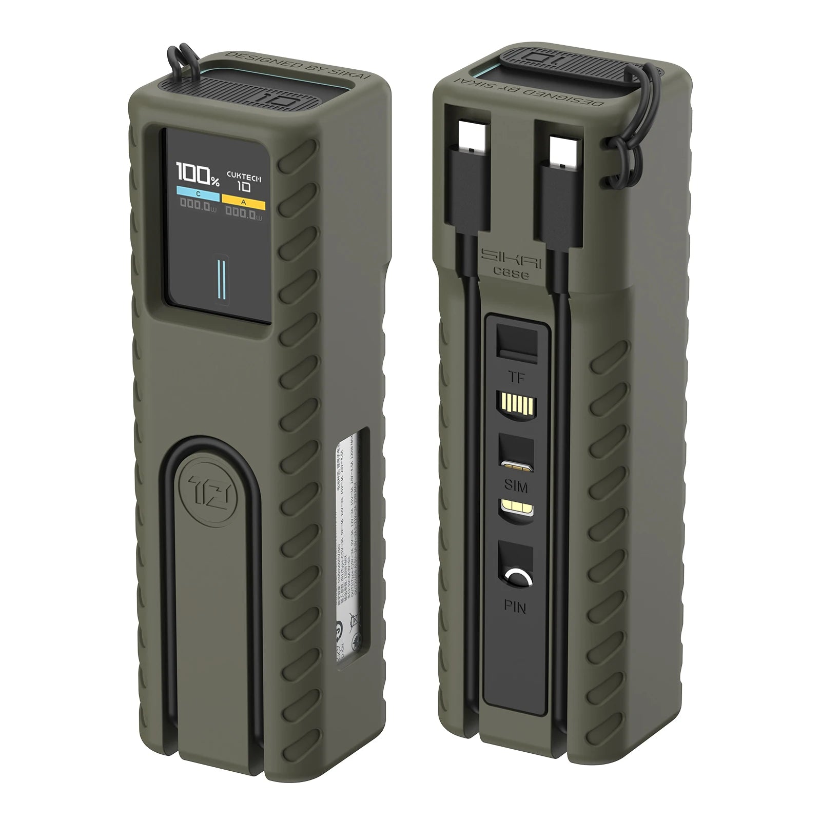 Silicone Case for CUKTECH No.10 Power Bank Fast Charger Anti-Lost Sim Card Eject Pin Needle Storage Case USB C Cable Organizer