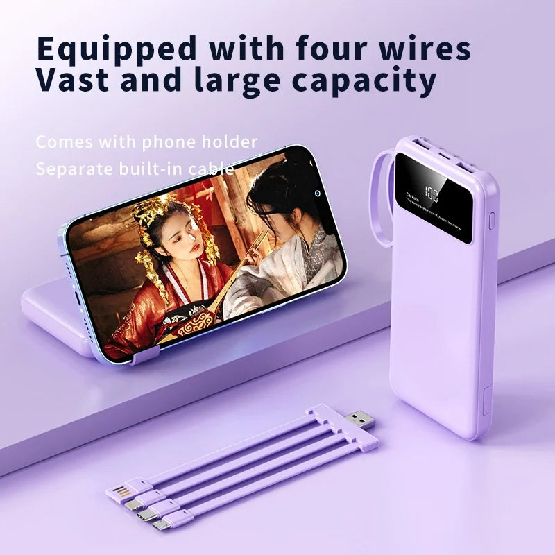 OEM Mobile Power Bank 10000mAh Portable Charger External Battery Dual USB Input Comes With Four Wire 10000mAh Power Bank