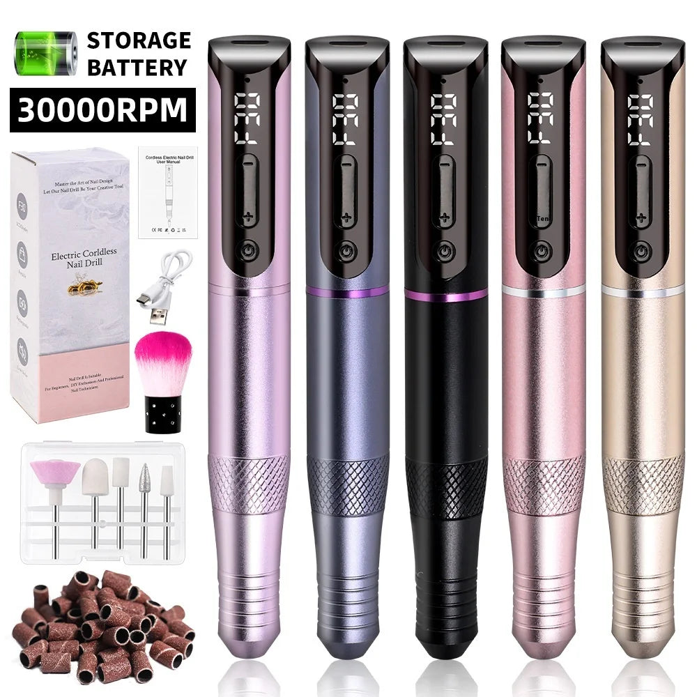 Portable Professional 35000rpm Pen Type Electric Nail Polisher Easy Carry Dead Skin Removal Manicure Sanding Tool