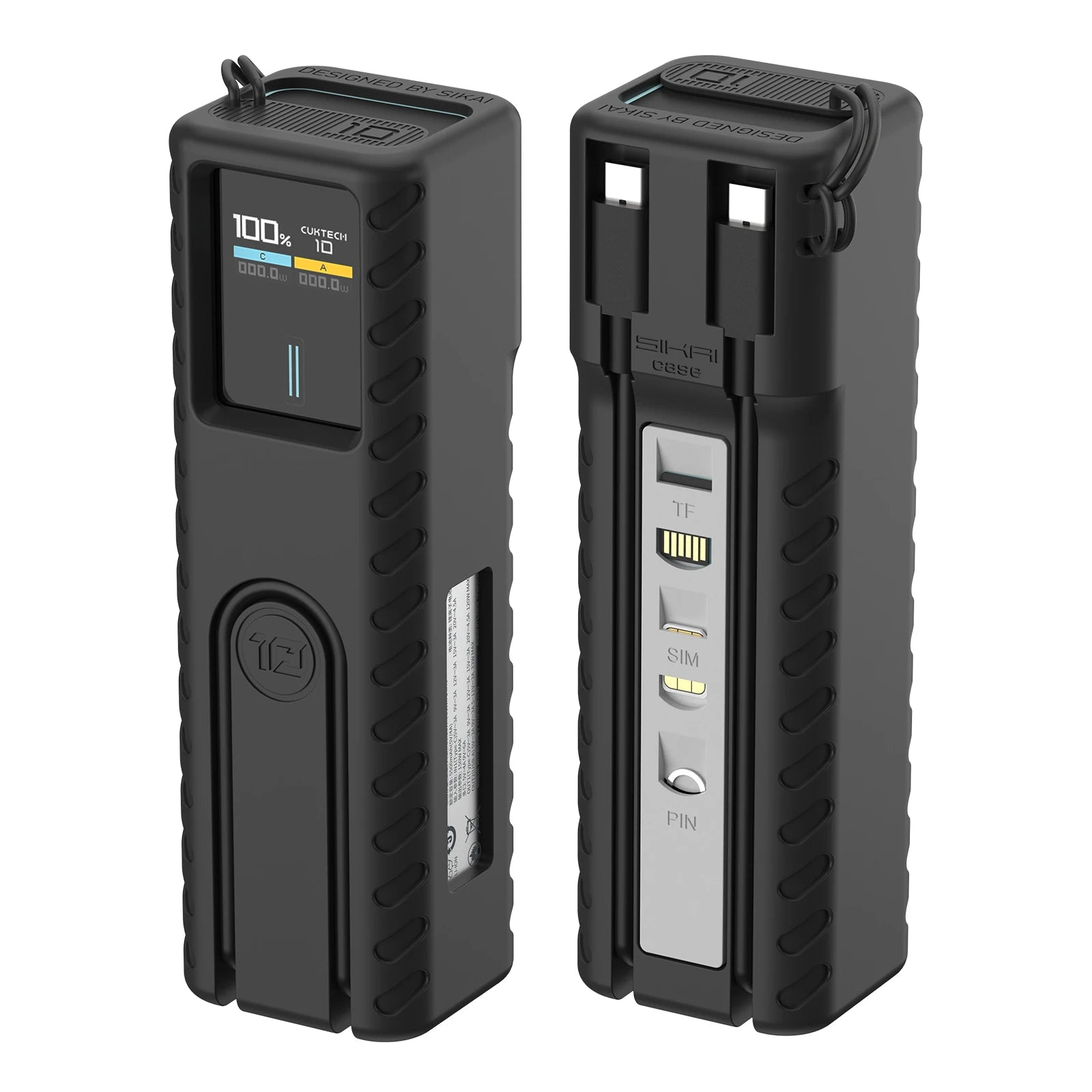 Silicone Case for CUKTECH No.10 Power Bank Fast Charger Anti-Lost Sim Card Eject Pin Needle Storage Case USB C Cable Organizer