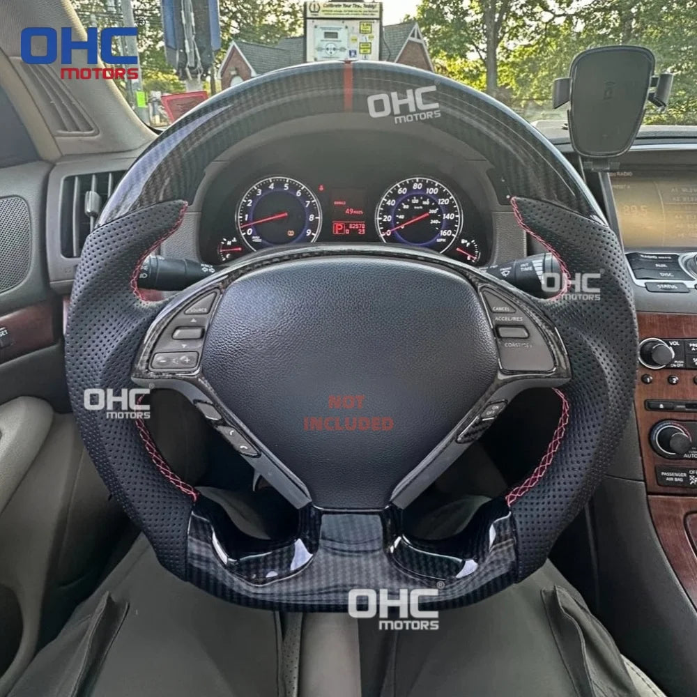 USA Warehouse Hydro-Dip Carbon Fiber Steering Wheel for Infiniti G37 G25 Sedan / 2008-2013 (Also Fits for G35 2007-2008)