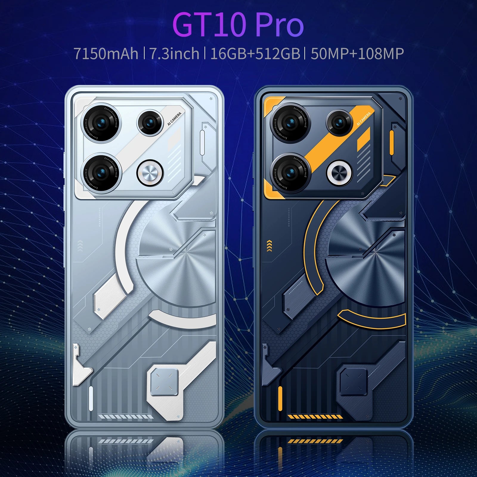 2025 New Version GT10 Pro Smartphones Deca Core 6.5inch 48+108mp Camera Android Mobile Phone Above 8000mah Nfc 65w Quick
