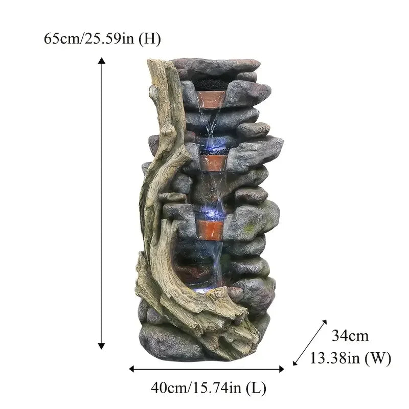 US in - Stock Resin Rockery and Tree Root - Styled Water Fountain - Ideal for Home & Office Decorators
