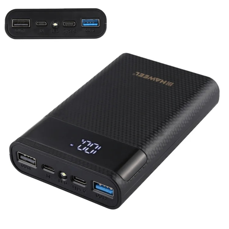 HAWEEL With 2x USB Output & Display DIY 4x 18650 Battery (Not Included) 12000mAh Dual-way QC Charger Power Bank Case Box