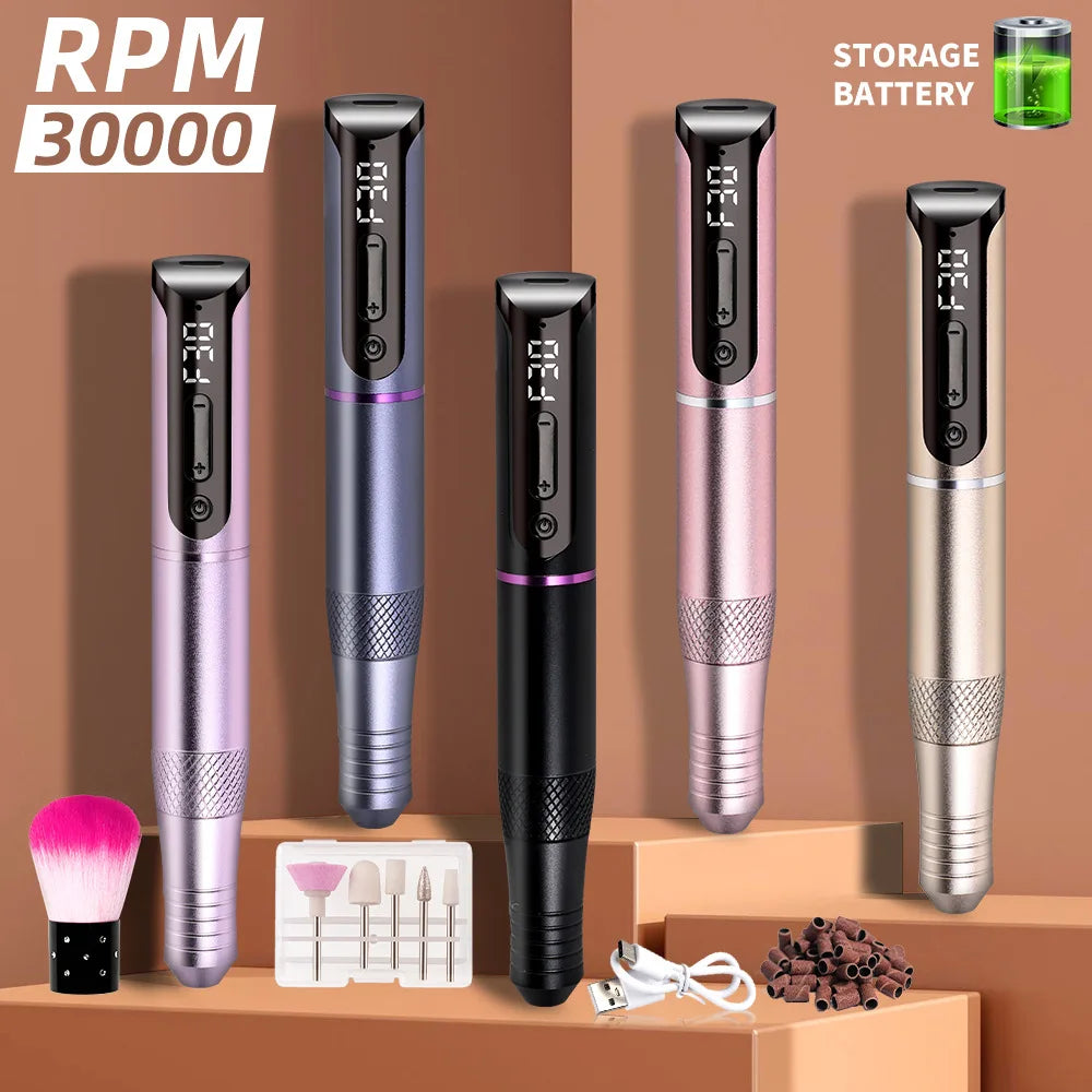 Portable Professional 35000rpm Pen Type Electric Nail Polisher Easy Carry Dead Skin Removal Manicure Sanding Tool
