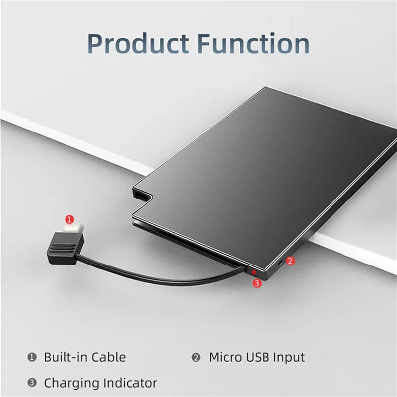 Ultra Thin Slim Credit Card Powerbank Size 5000mAh Slim Built in Cable Fast Charging Portable Charger Mini Power Bank