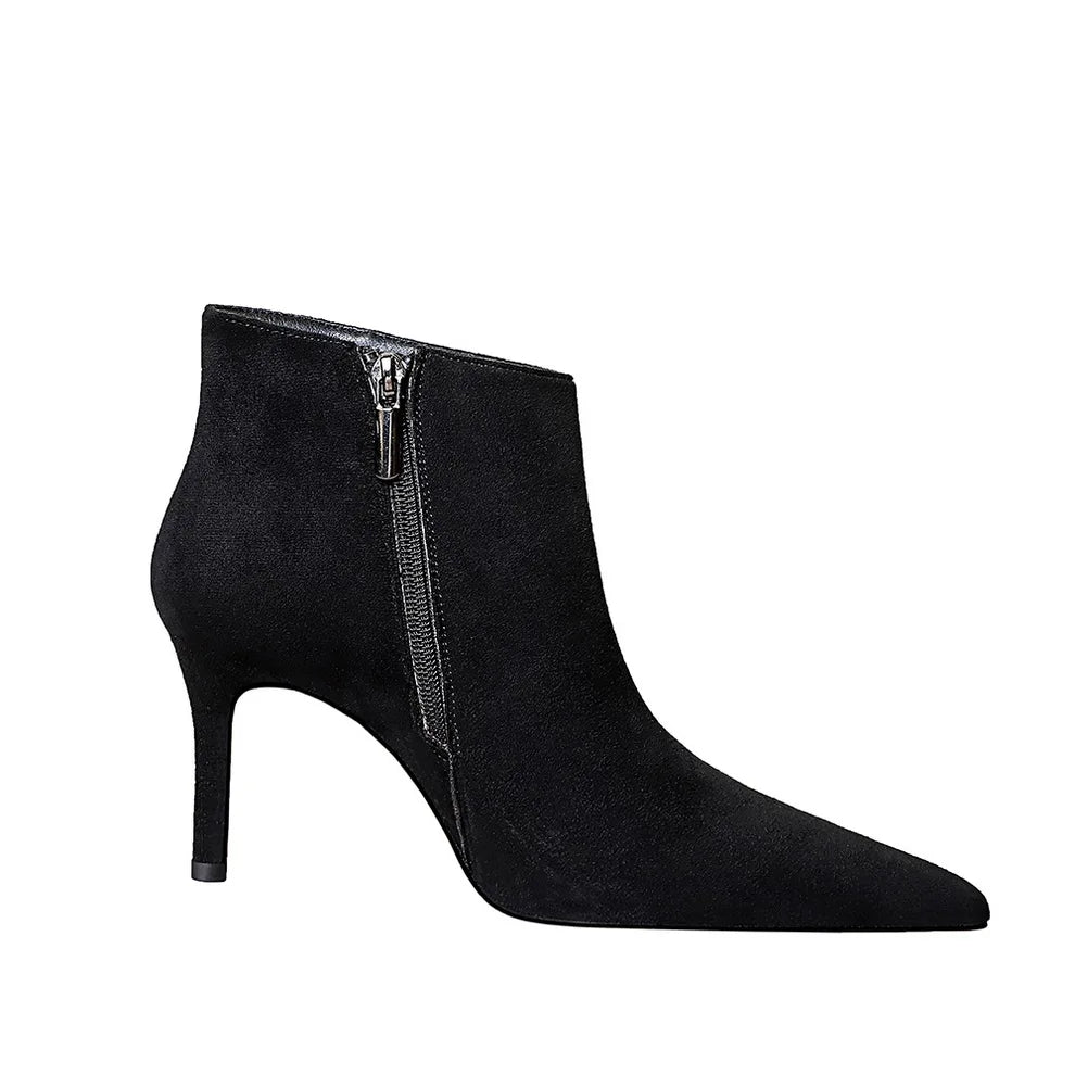 7286-2 BIGTREE European and American Fashion Sexy Women's High Heel Shoes Night Club Suede Pointed High Heel Nude Boots