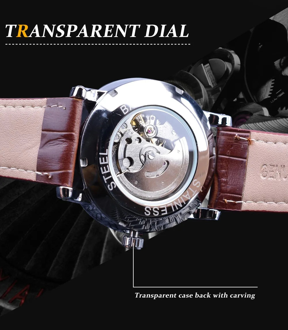 WINNER Watch for Men Roman Numeral Scale Mechanical Wristwatch Man Sport Leather Man Skeleton Watches Dropshipping Reloj Hombre