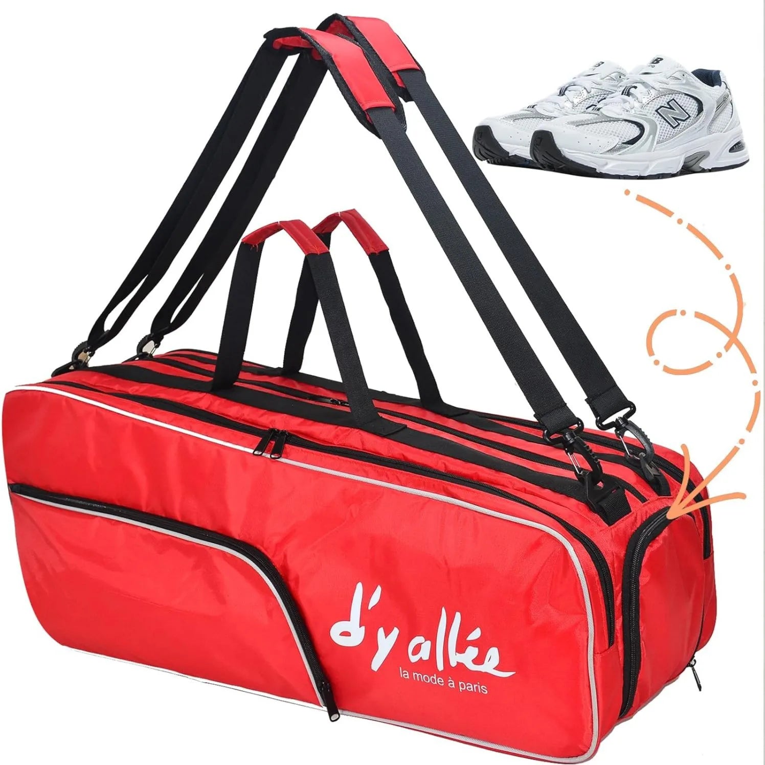 Professional Tennis Bag 6 Rackets  with Shoes Compartment for Men Women Racquetball Racket Pickleball Paddle Portable Tennis Bag