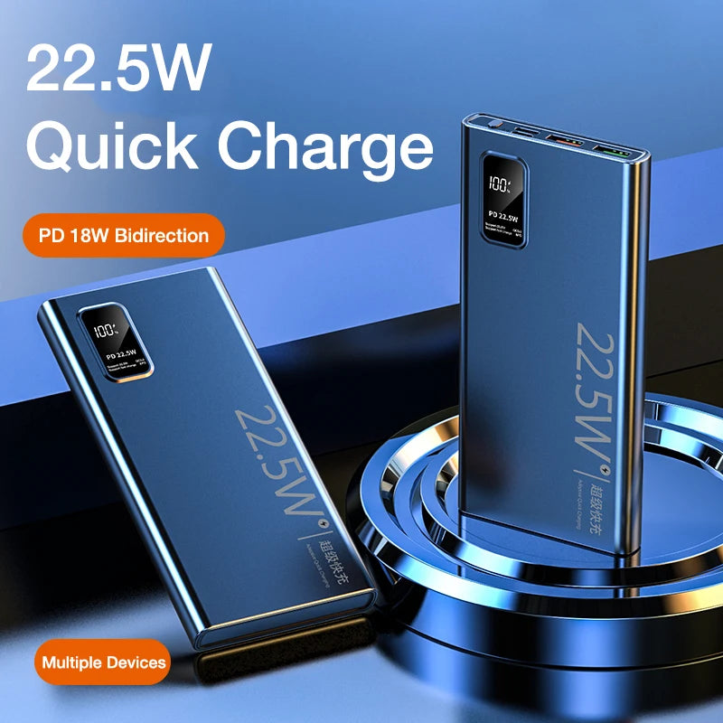 22.5W Fast Charge Power Bank 20000mAh Waterproof Mobile Power Station with Micro USB Input Interface