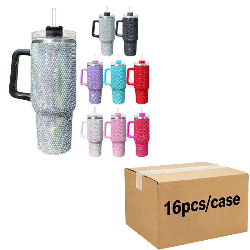 Us Warehouse 40 OZ Sparkle Rhinestone insulated Drinkware Usa 40OZ Tumblers for Home Office Outdoor Daily Use