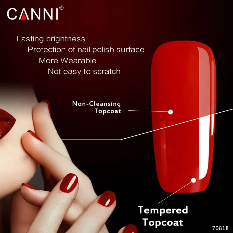 High Quality CANNI High Glossly Tempered No Clean Topcoat 1kg Custom Label Long Lasting Led Nail Topcoat Gel Polish