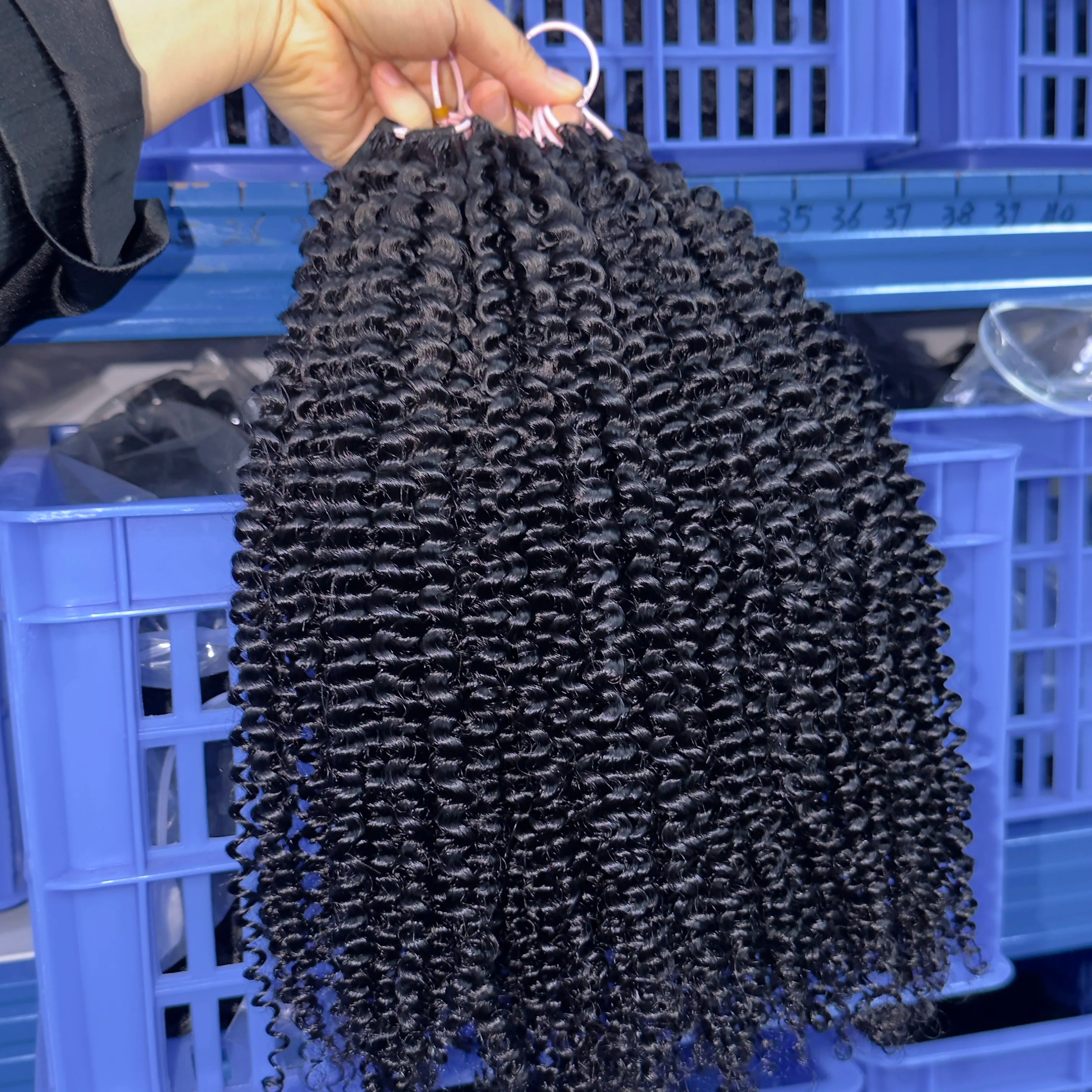 Wholesale Crochet Deep Wave Human Hair Extensions Pre Looped Italy Curly Crochet Braid Human Hair