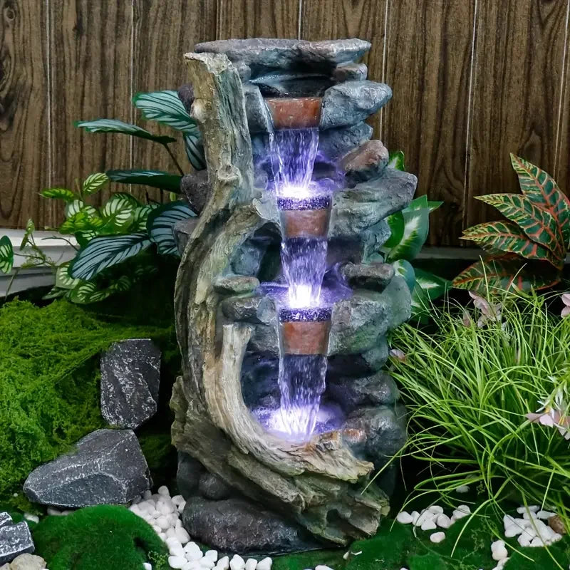 US in - Stock Resin Rockery and Tree Root - Styled Water Fountain - Ideal for Home & Office Decorators