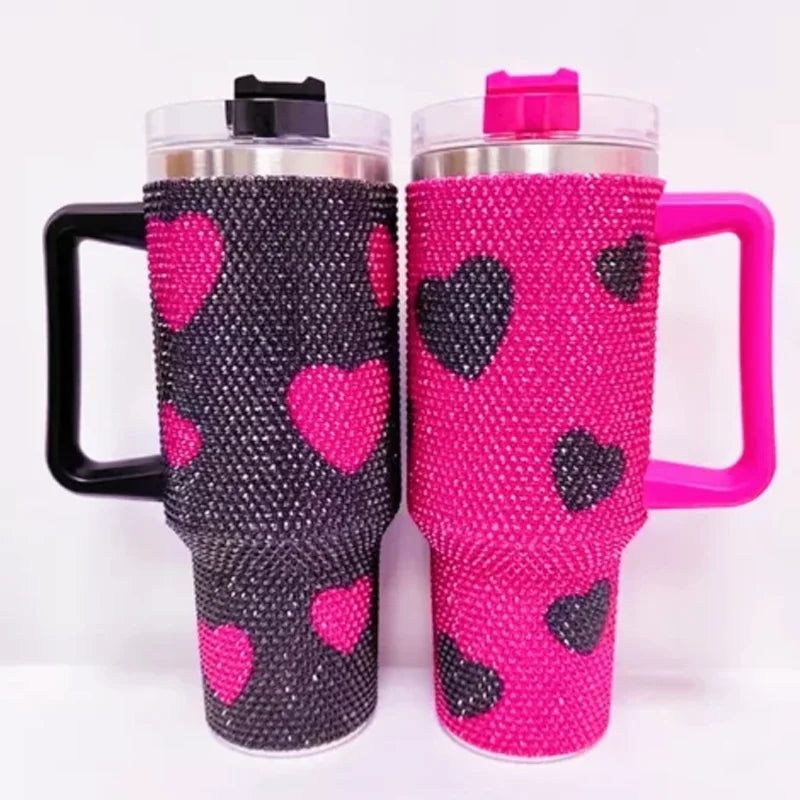 Us Warehouse 40 OZ Sparkle Rhinestone insulated Drinkware Usa 40OZ Tumblers for Home Office Outdoor Daily Use