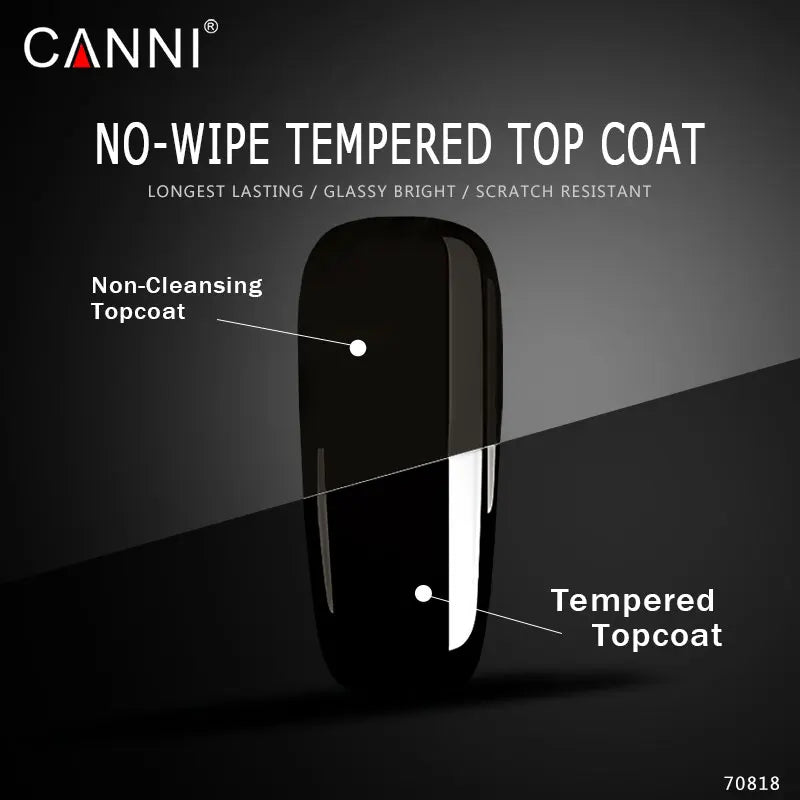 High Quality CANNI High Glossly Tempered No Clean Topcoat 1kg Custom Label Long Lasting Led Nail Topcoat Gel Polish