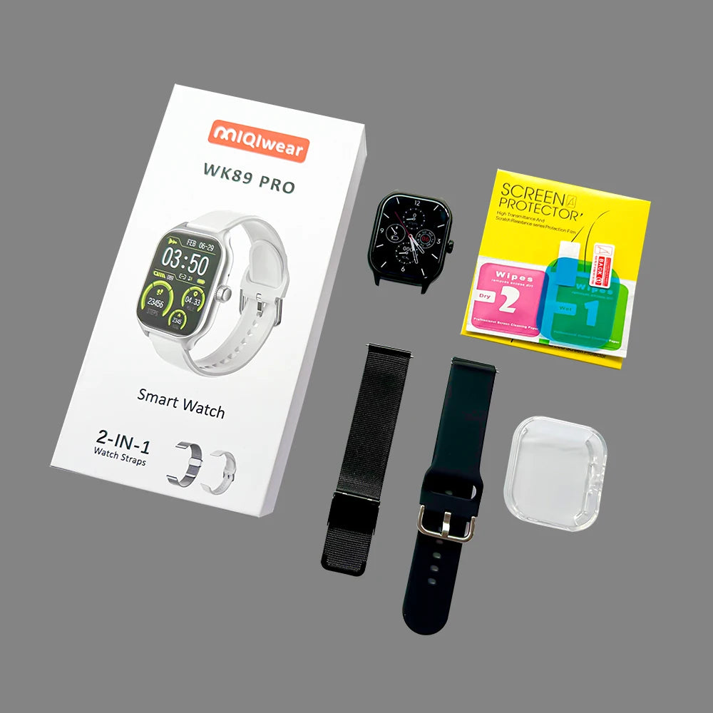 Newest WK89 Sport Watch Wireless Power Bank Charger 2 Watchband Smart Watch  Set Gift Box