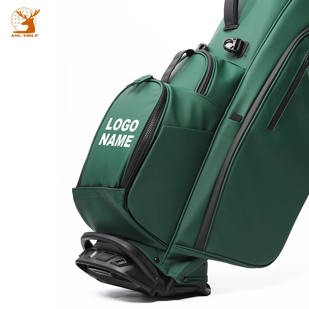 ASL GOLF Custom logo Blue Embroidery Black Green Blue Gray Golf Club Bags PU Leather 6 14 Dividers Golf Stand Bag