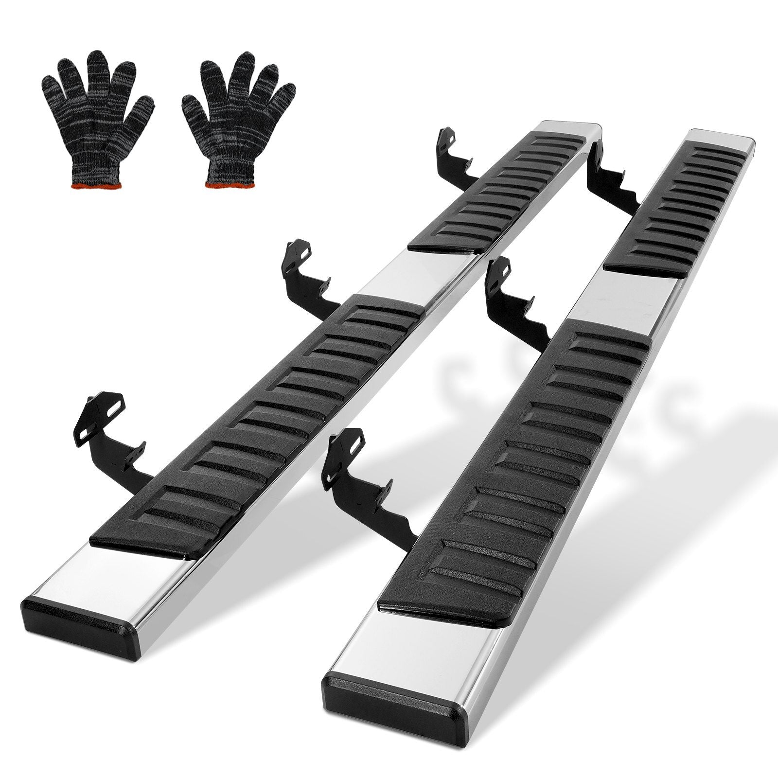 Running Boards, 6" Step Bars Compatible with 2015-2023 Ford F150-Crew Cab/2017-2023 Ford F-250 F-350 Super Duty Crew Cab, 201 Stainless Steel Side Steps Nerf Bars, 500LBS Capacity, 2 Piece