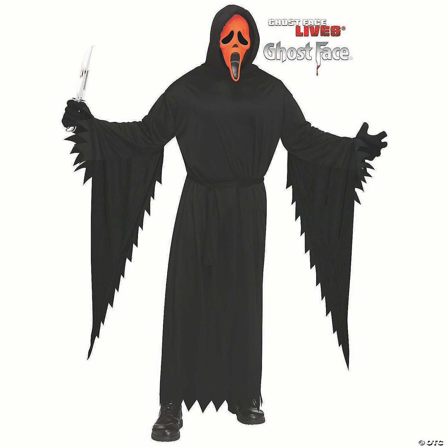 Adlt ghost face fluorescent orng