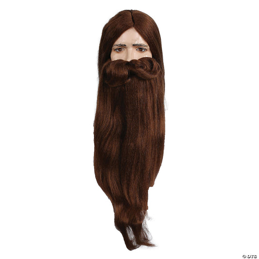 Wizard beard and wig set-md brwn