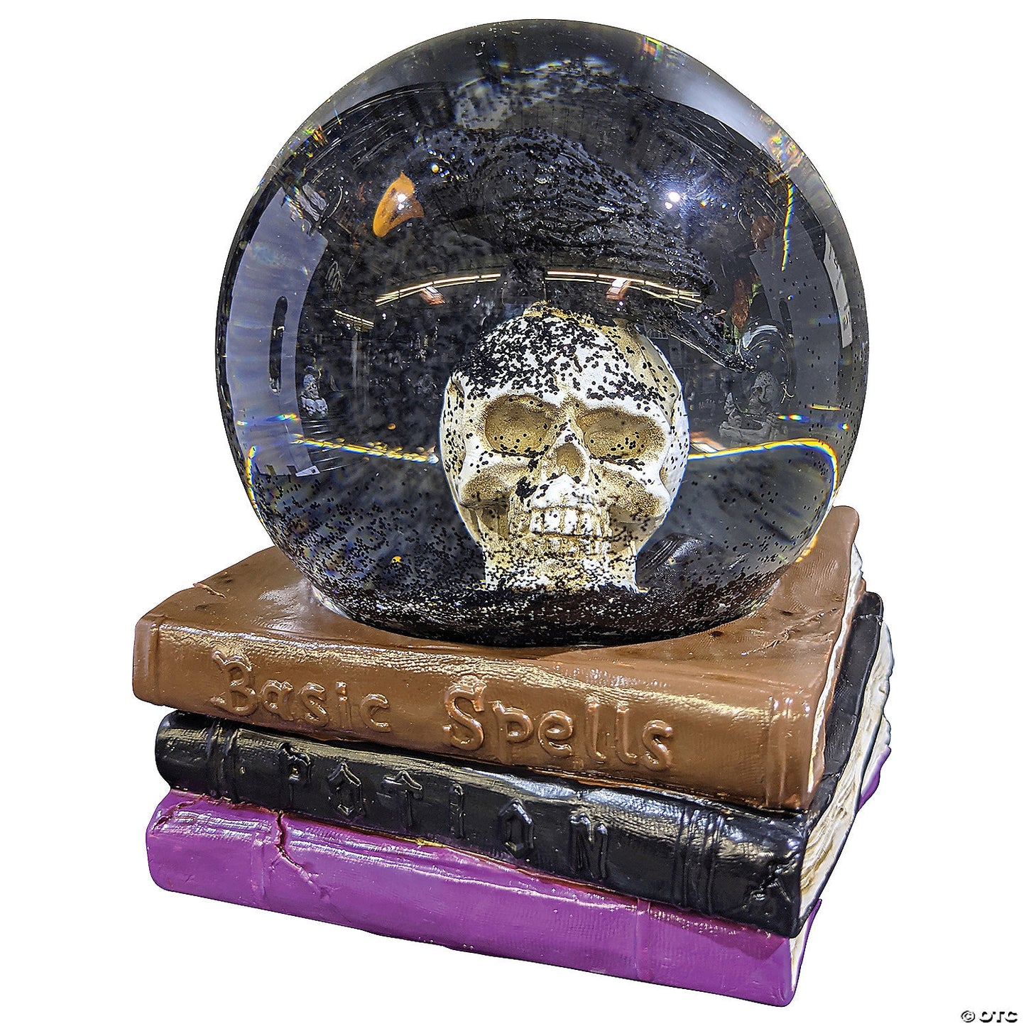 Skull water globe on spell books