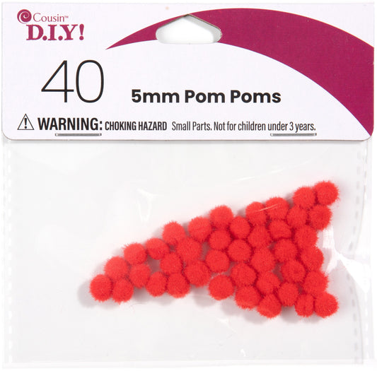 Pom Poms 5mm 40per pkg Red