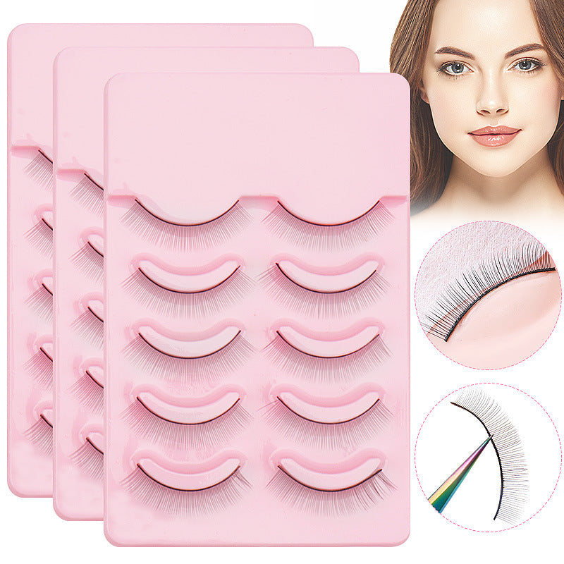 Wholesale 5 pairs of false eyelashes natural simulation grafting hard stem can support double eyelid stickers for beginners to practice eyelashes