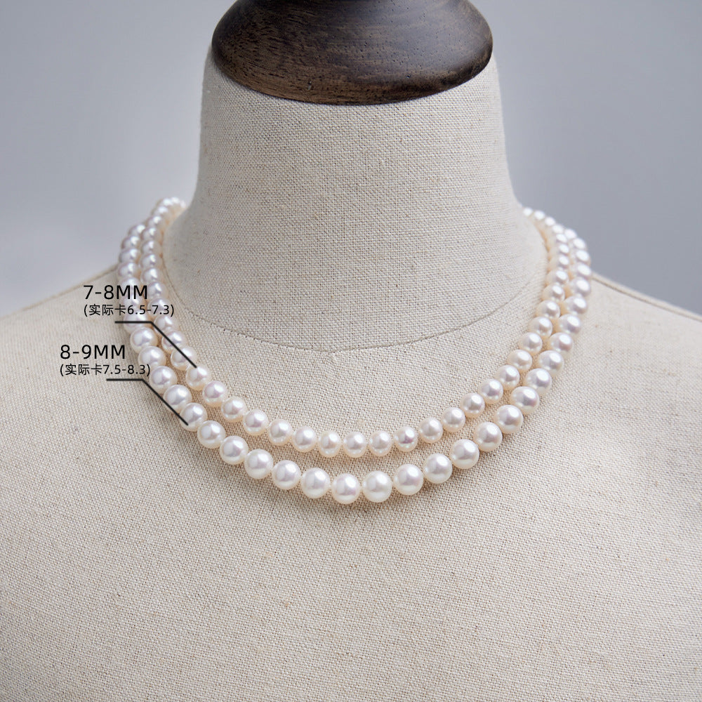 8-9 nearly round bright pearl necklace natural freshwater pearl necklace women send mother holiday gift box