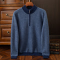 Autumn and Winter New 100 Mountain Cashmere Sweater Men's Half Zipper Half Turtleneck Sweater Men's Thickened Middle-aged Base Shirt