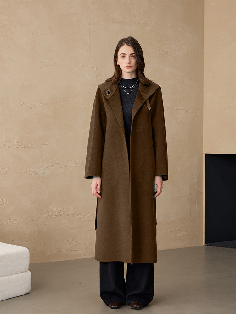 Hepburn Style Outwear Cashmere Woolen Outwear Double-Sided Woolen Outwear Women's Commuter Long Woolen Outwear 2025 Autumn and Winter Outwear