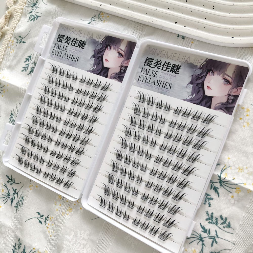 Yingmeijia Eyelashes Glue-Free Jade-Faced Little Fox False Eyelashes Ancient Style Natural Thick Oblique Segmented False Eyelashes Pure Desire