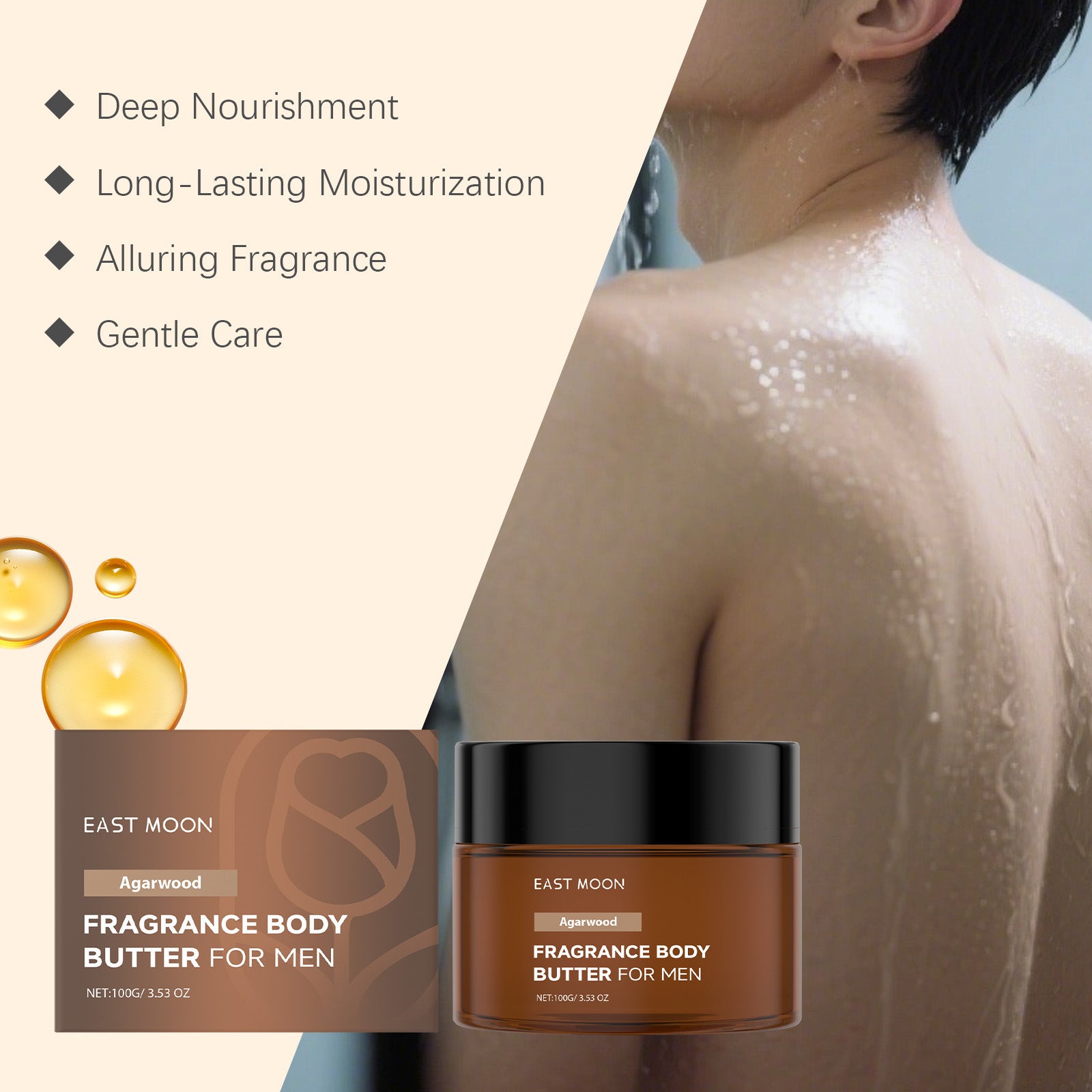 Cross-Border East Moon Men's Fragrance Body Lotion Cares for the Skin, Hydrates, Refreshes, Is Non-Greasy, Moisturizes and Leaves a Lasting Fragrance