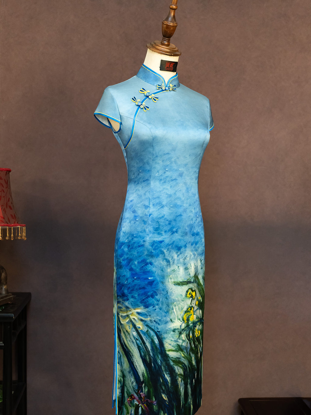 [Customized Pre-Sale] Original Design Silk Printed Fabric Cheongsam Van Gogh Painting Work Product Style Cheongsam Customization