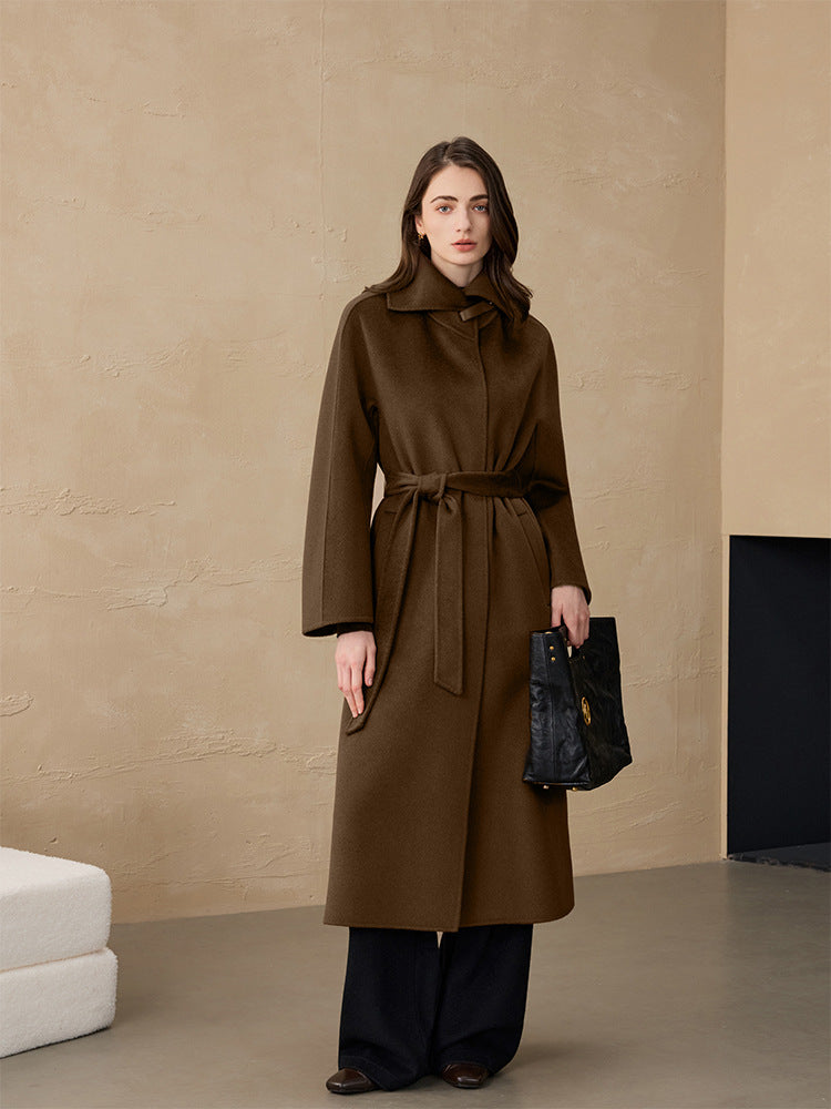 Hepburn Style Outwear Cashmere Woolen Outwear Double-Sided Woolen Outwear Women's Commuter Long Woolen Outwear 2025 Autumn and Winter Outwear