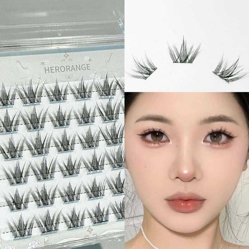 HERORANGE ~ light spring series glue-free false eyelashes soft curly segmented natural simulation cartoon eyelashes