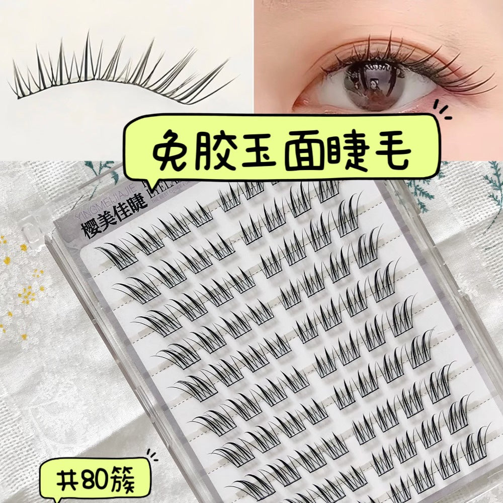 Yingmeijia Eyelashes Glue-Free Ten Rows of Jade-Faced Little Fox False Eyelashes Ancient Style Natural Thick Oblique Flying Segmented Pure Lust Style