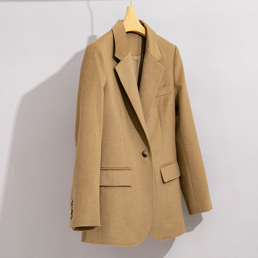 Wool Suit Set for Women, Three-Piece Autumn and Winter Formal Wear, Vest, Straight-Leg Wide-Leg Pants, Small Blazer, Elegant and Stylish