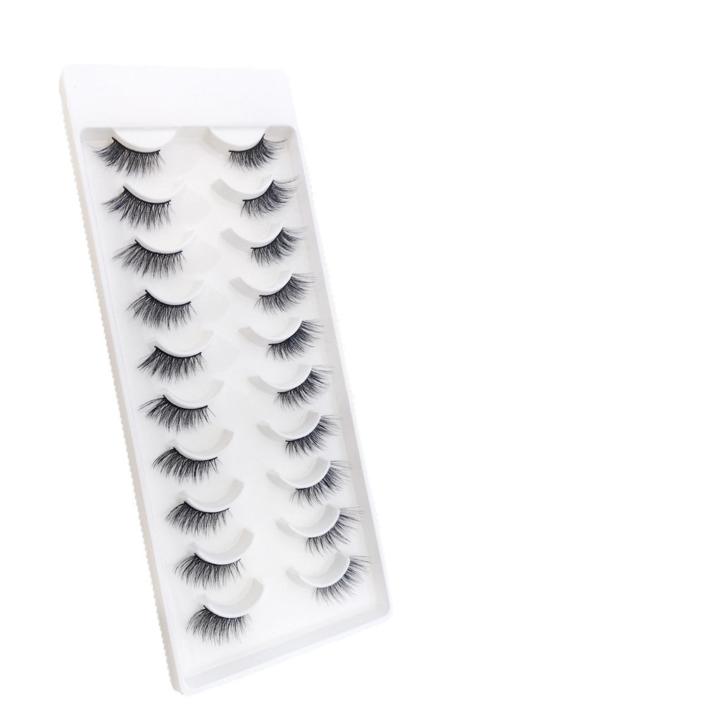 Manufacturer Wholesale Cotton Thread Stem Sharpened False Eyelashes Soft Natural Hand-Tied 3D Chemical Fiber Half-Eye False Eyelashes