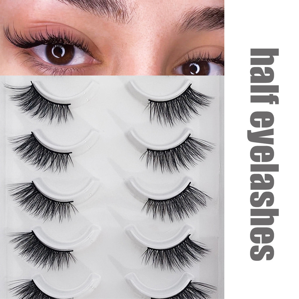 Manufacturer Wholesale Cotton Thread Stem Sharpened False Eyelashes Soft Natural Hand-Tied 3D Chemical Fiber Half-Eye False Eyelashes
