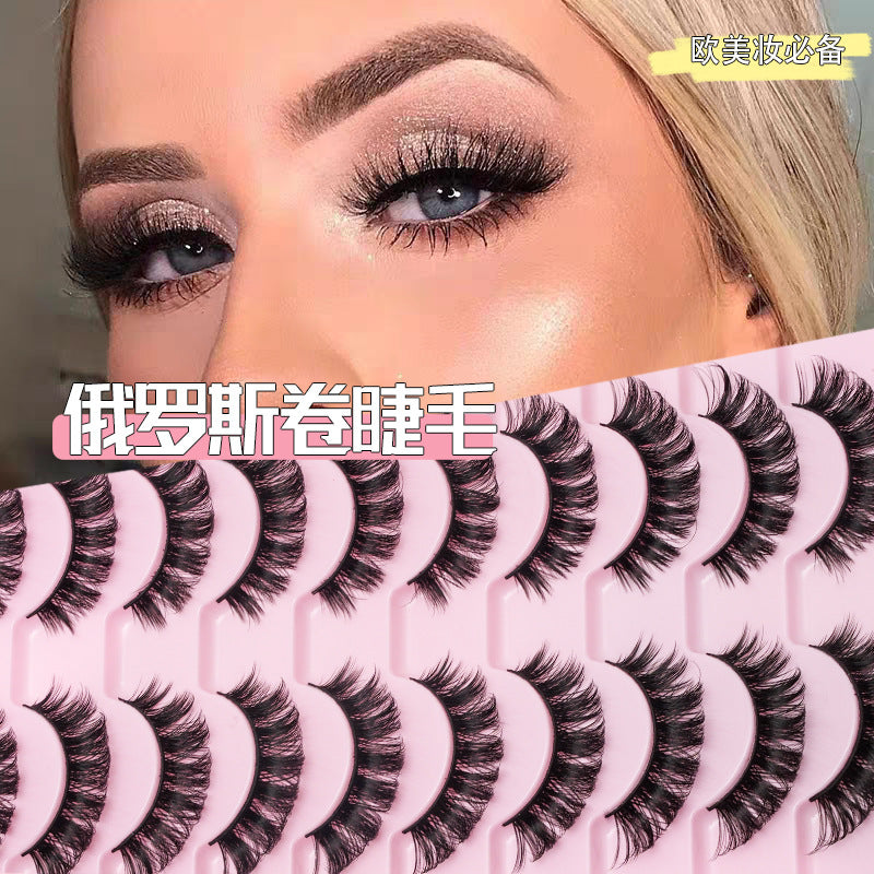 Cross-Border Dd Curl Russian Curl Hard Stem False Eyelashes That Can Create Thick and Curled Looks, Foreign Trade Exaggerated Eyelashes Wholesale, Long and Slender