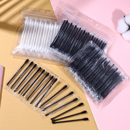 Black Extrusion Pox Stick Blackhead Care Double-headed Cotton Swab Independent Packaging Disposable Cotton Swab Multifunctional Makeup Remover Cotton Stick
