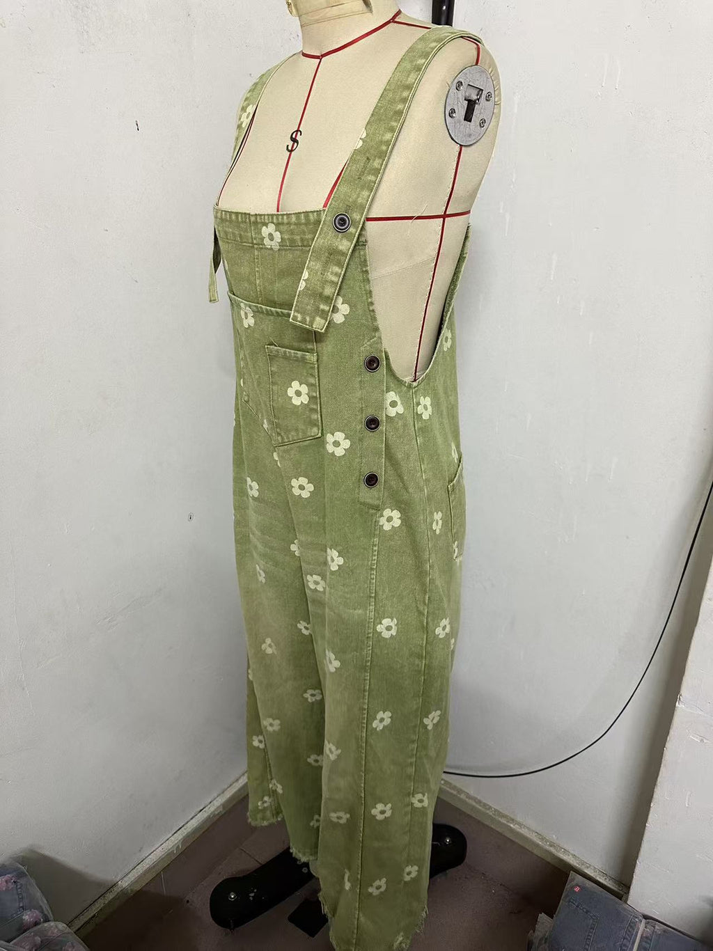 2026 New Foreign Trade Amazon Floral Print Wide-Leg Pants with Patchwork Loose Casual Retro Denim Overalls