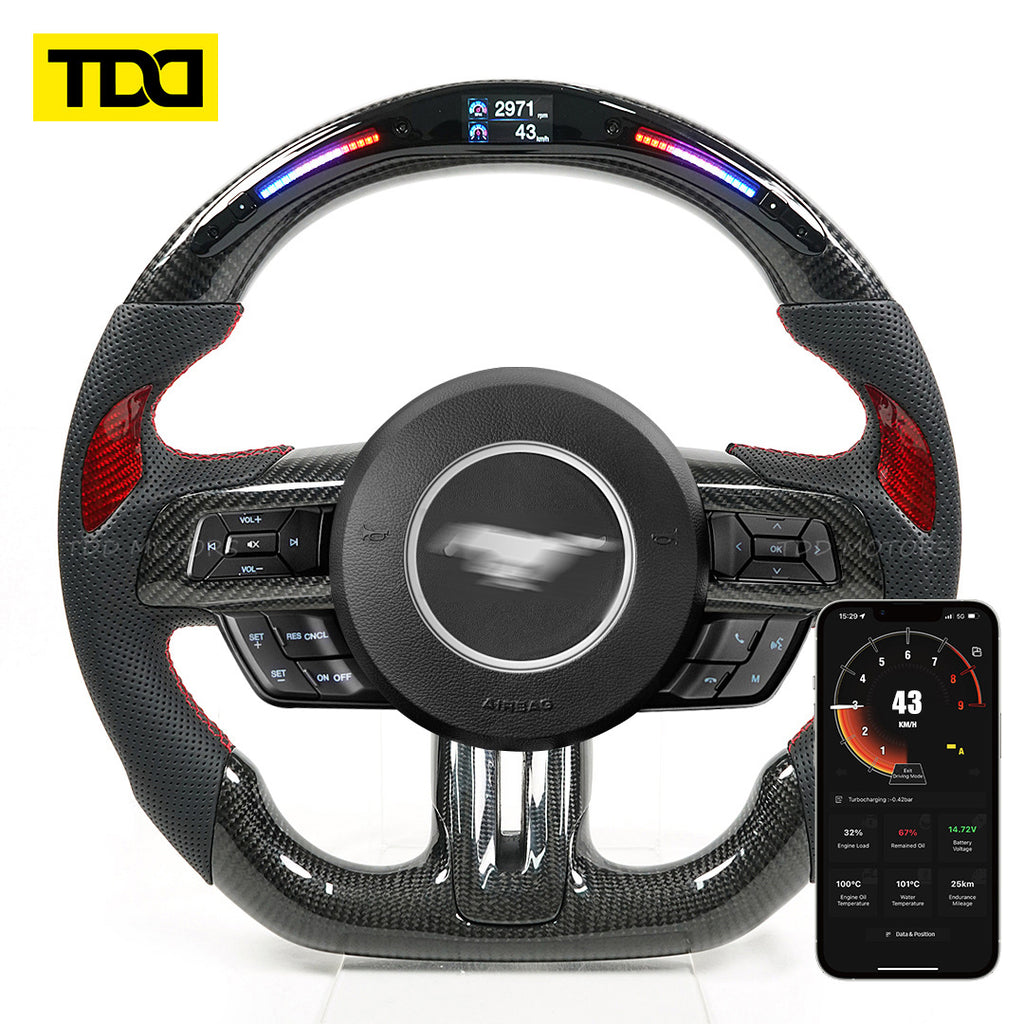 Tdd Is Suitable for Mustang 2018 2019 2020 2021 2022 Gt350 Carbon Fiber Led Custom Steering Wheel