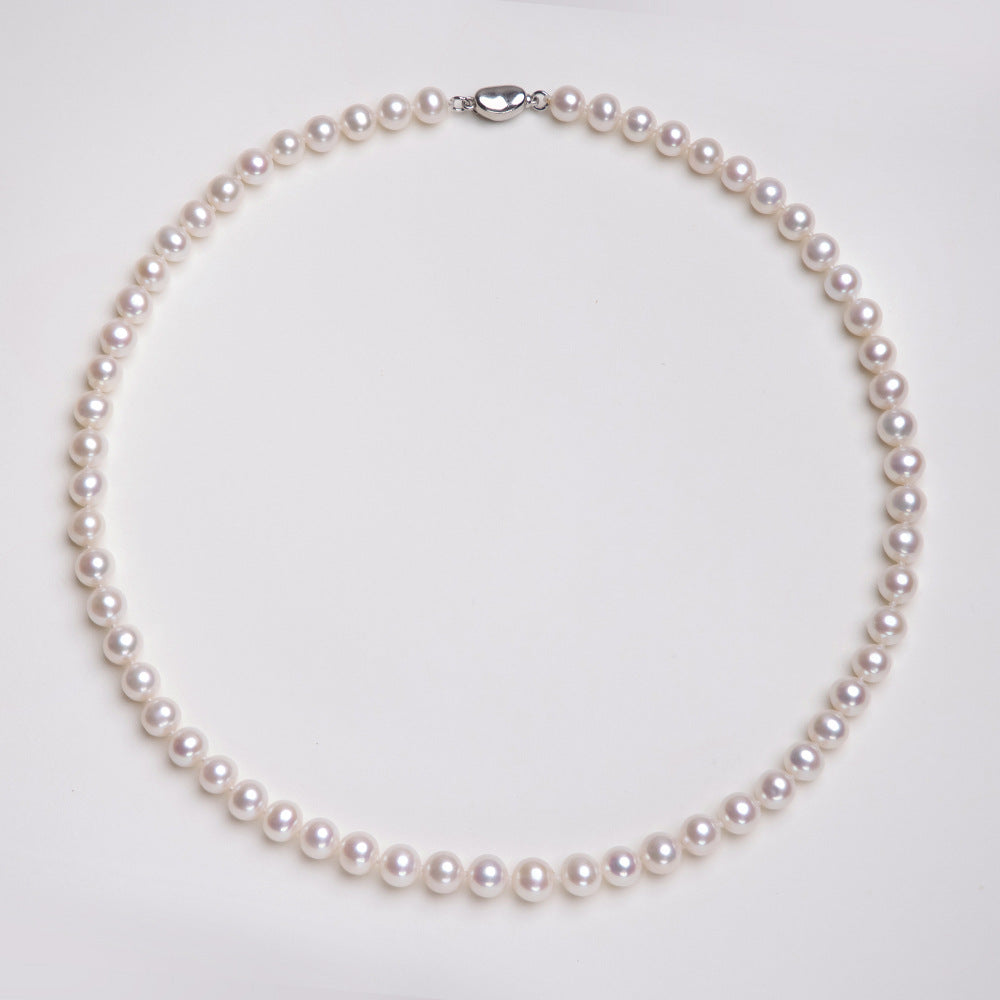 8-9 nearly round bright pearl necklace natural freshwater pearl necklace women send mother holiday gift box