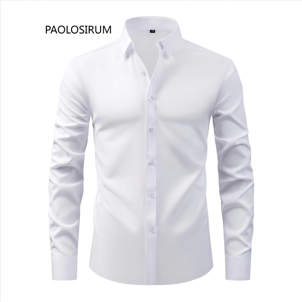 Cross-Border Lightweight Stretchy Plus-Size Men's Shirts, Wrinkle-Resistant Long-Sleeve Shirts, Amazon Cardigan Long-Sleeve Shirts for Men