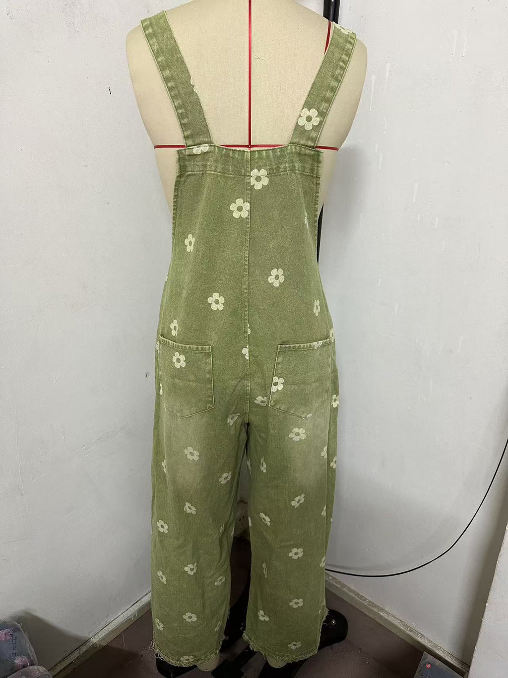 2026 New Foreign Trade Amazon Floral Print Wide-Leg Pants with Patchwork Loose Casual Retro Denim Overalls