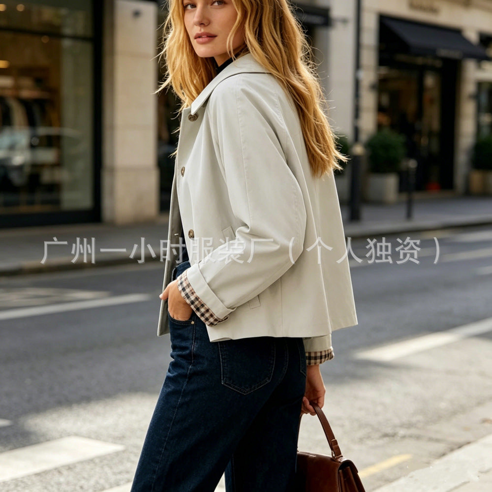 2026 European and American Cross-Border Amazon Women's Casual Simple Jacket Long-Sleeve Single-Breasted Autumn and Winter Coat
