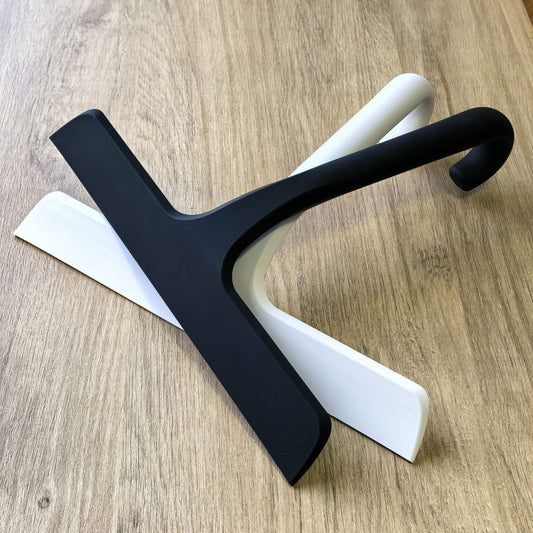 Silicone Glass Wiper with Inverted Hook, Black Silicone Window Cleaning Tool, Two Sizes Available