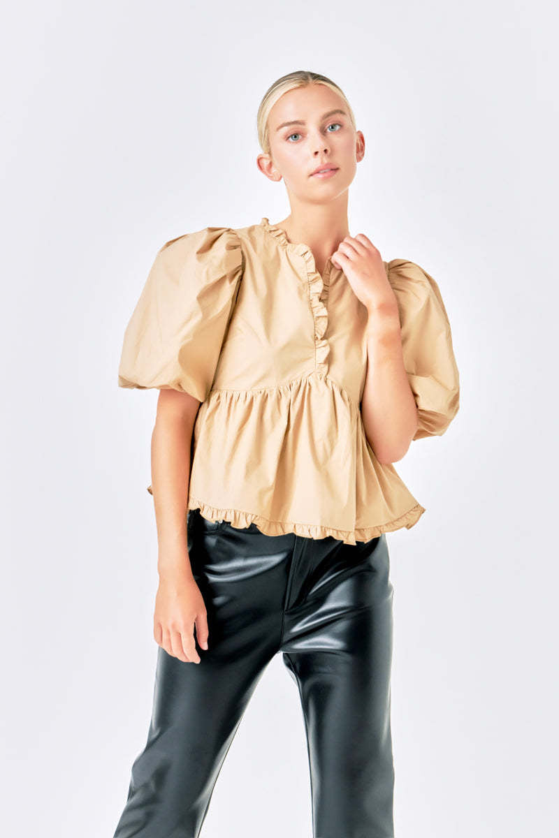 2024 New Summer Dress New Retro Western Style V-Neck Bubble Short Sleeve Shirt